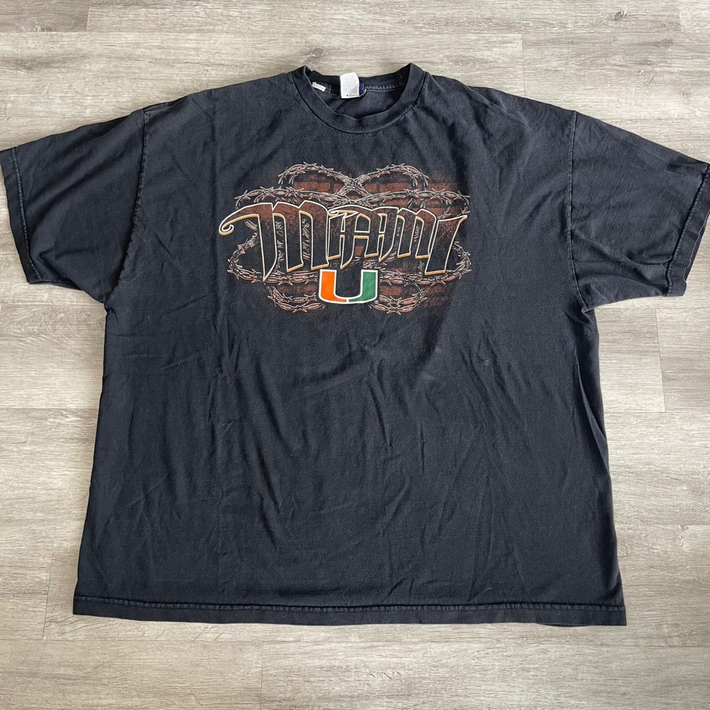 Vintage Miami Hurricanes Barbed Wire Graphic T-Shirt Champs Team Edition XXL